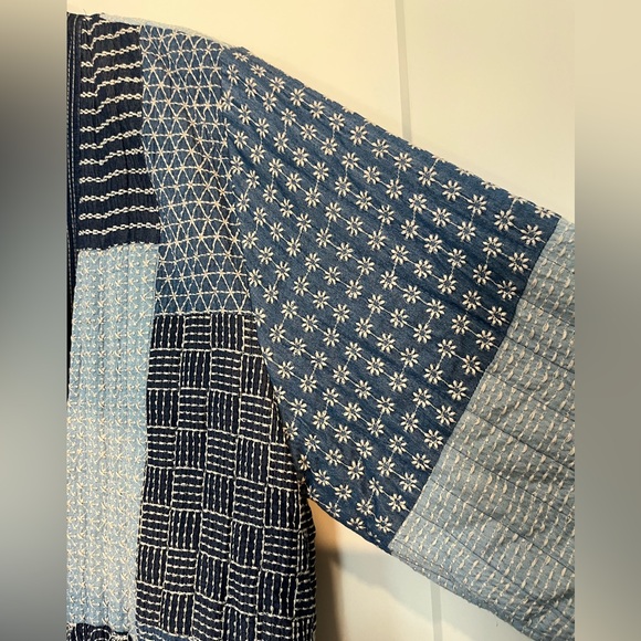 Johnny Was Indigo Mixup Quilted Kimono embroidered Jacket Duster Boho Sz XL - Picture 8 of 15